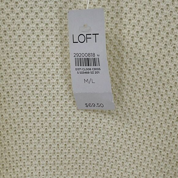 Loft Waffle Knit Open Front Poncho Cardigan Sweater Cream M/L New 533489 - Picture 9 of 11